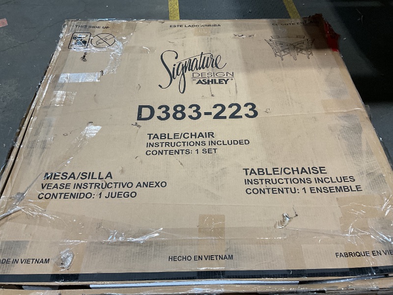 Photo 2 of Signature Design by Ashley Bridson 5 Piece Dining Room Set, Includes Table & 4 Ladderback Barstools, Wood, Gray