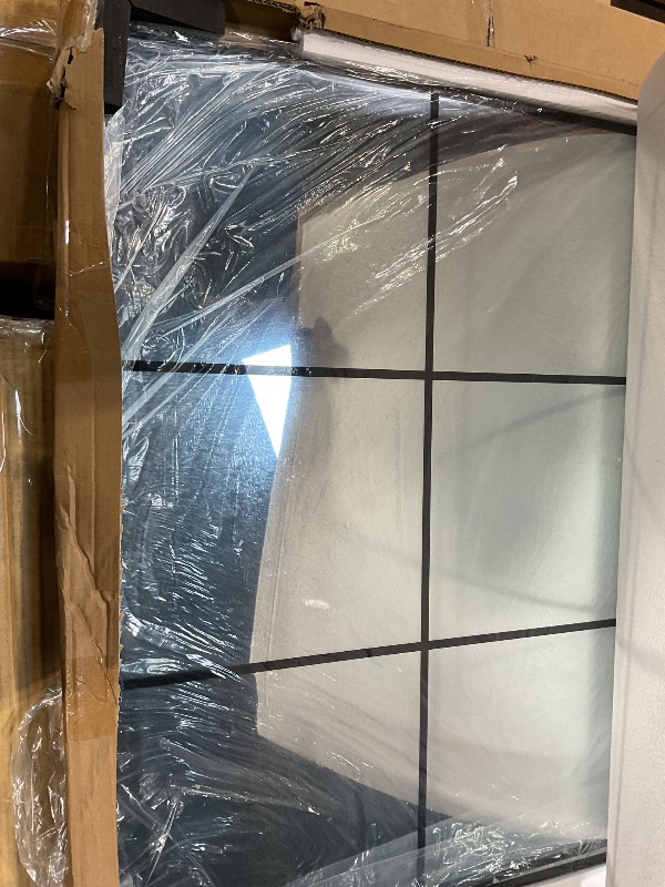 Photo 1 of ***RIGHT SIDE HAS FRAMING DAMAGE CAUTION OPENING POSSIBLE CRACKED OR BROKEN GLASS*** Window Mirrors for Wall Decor, Large Wall Mirrors Decorative Window Pane 30 x 70, Rectangular Metal Framed Wall Mounted Mirrors for Bedroom, Living Room, Dining Room, Ent