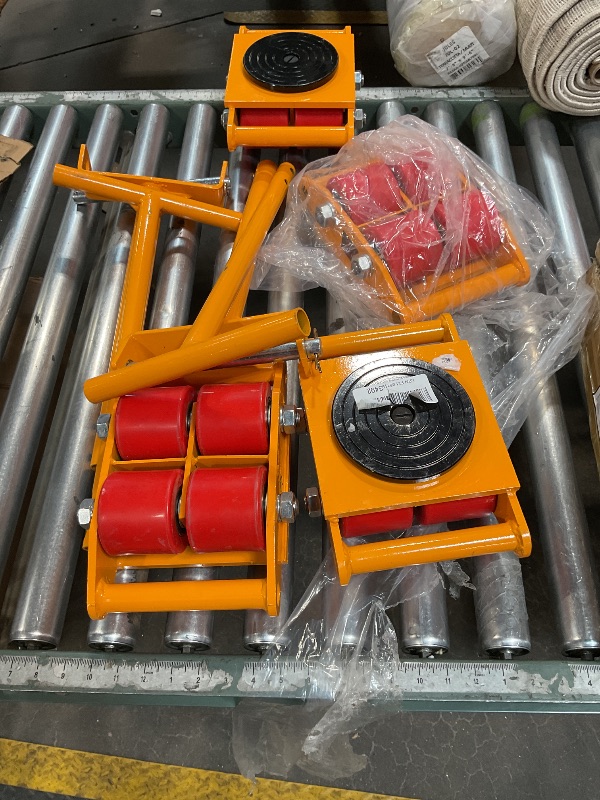 Photo 1 of ***USED, MINOR SCRATCHES ***VEVOR Machine Skate, 6T Machinery Skate Dolly, 13228 lbs Machinery Moving Skate, Machinery Mover Skate with 360° Rotation Cap and PU Directional Rollers, Heavy Duty Industrial Moving Equipment, Yellow