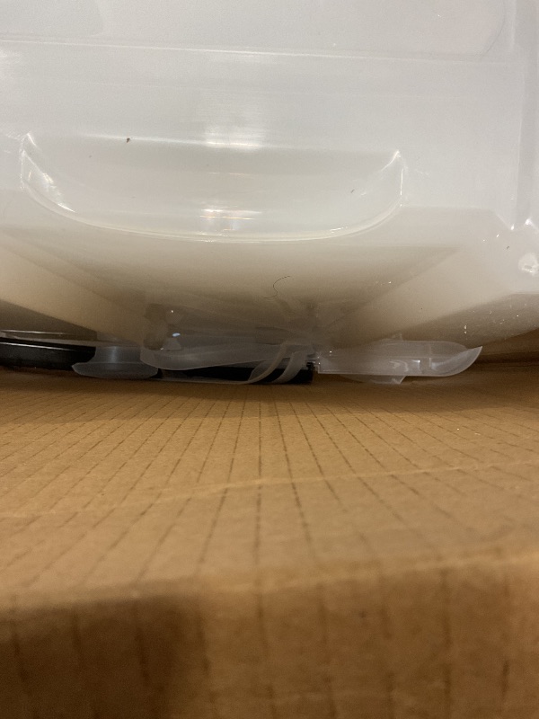 Photo 1 of ***MAJOR DAMAGE TO LIDS***IRIS USA 72 Qt Stackable Plastic Storage Bins with Lids, 6 Pack - BPA-Free, Made in USA - See-Through Organizing Solution, Latches, Durable Nestable Containers, Secure Pull Handle - Clear