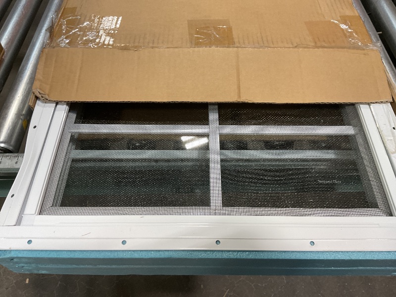 Photo 1 of 2 Pack 18"x23" Sliding Shed Windows, Chicken Coop Windows - White Flush Mount w/Removable Screen & Tempered Glass, Small Windows Suitable for Coops, Garages, Playhouses, Trailers