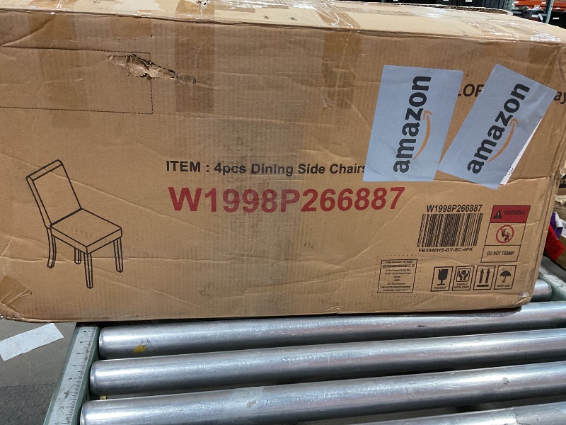 Photo 1 of **MISSING PARTS**Zevemomo 6-Piece Solid Wood Dining Table Set, Including 1 Dining Table, 4 Upholstered Chairs and 1 Bench, Wooden Dining Table Set with Crystal Decoration for Kitchen, Dining Room, Silver Grey