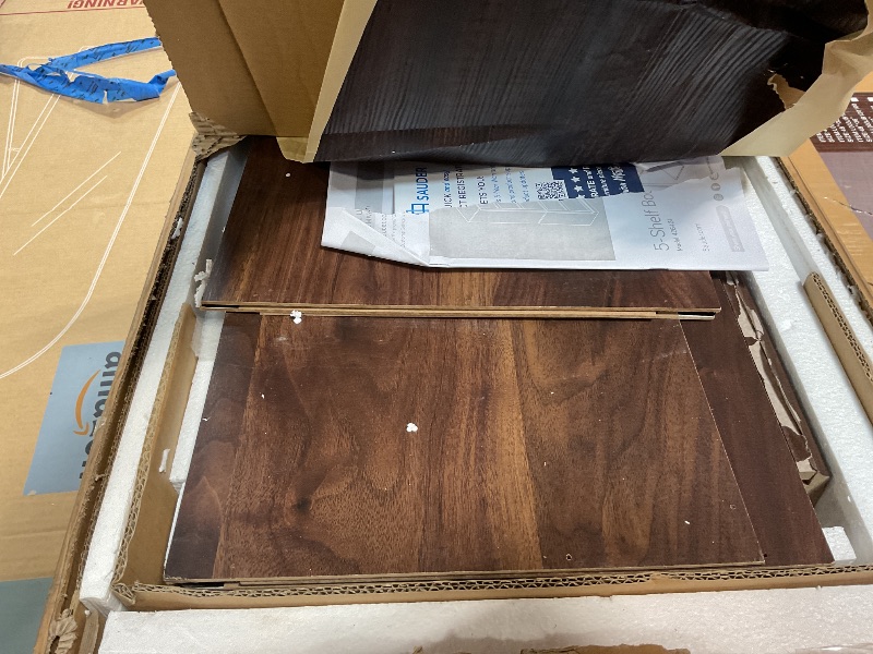 Photo 1 of ***MINOR DAMAGE, PEELING***Sauder 5 Tier Book Shelf Wooden Bookcase Multipurpose Bookshelf for Home Office, Living Room, in Grand Walnut