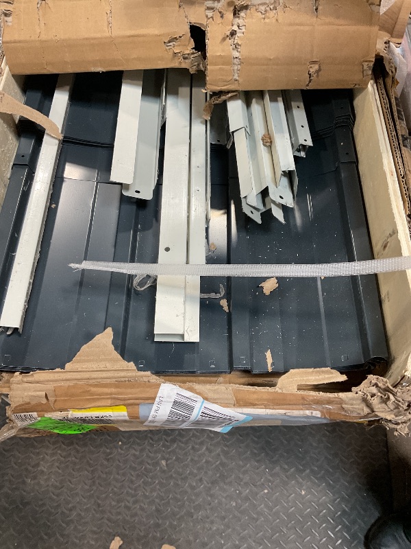 Photo 1 of ***PARTIAL SET, SEE PHOTO FOR REFERENCE ***DWVO 8x4 FT Outdoor Weatherproof Storage Shed, Secure Metal Bike Shed w/Lockable Entry, Garden Storage Solution for Lawn Equipment, Tools, Waste Bin, Dark Gray