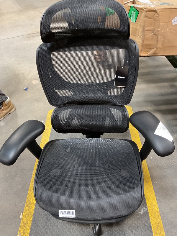 Photo 1 of ***MINOR SCUFFS AND SCRATCHES ***COLAMY Ergonomic Mesh Office Chair with Footrest, Executive High Back Computer Desk Chair with Wide Headrest and Adjustable 3D Arms, Backrest Height, Tilt Lock and Lumbar Support, Black