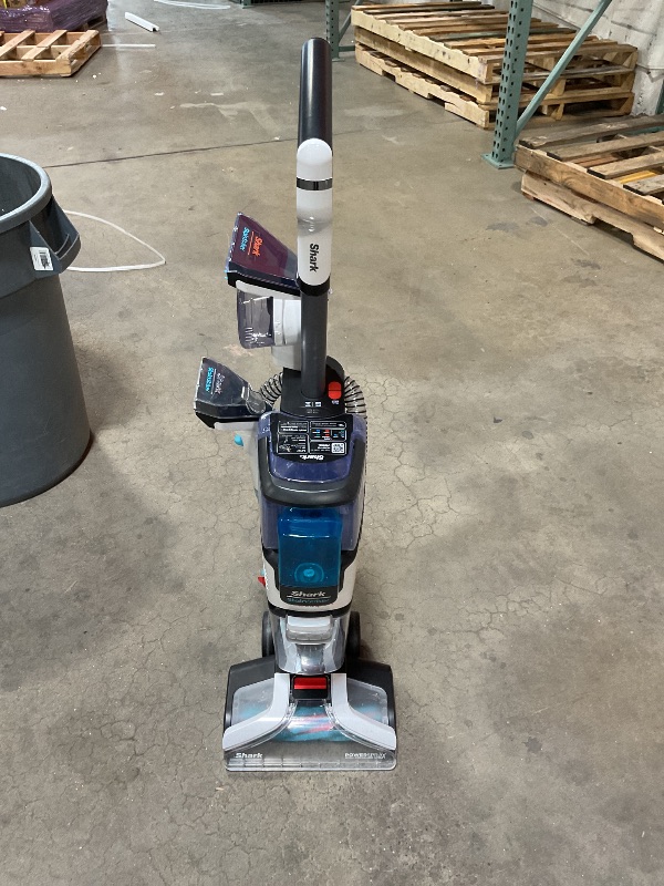 Photo 1 of ***USED, MISSING PARTS, CHEMIVALS, UNTESTED ***Shark CarpetXpert with StainStriker Upright Carpet, Area Rug & Upholstery Cleaner with Pet Mess Extractor Tool, Perfect for Pets, Carpet Shampooer, 3 Cleaning Tools, Cleaning Solutions, White, EX201