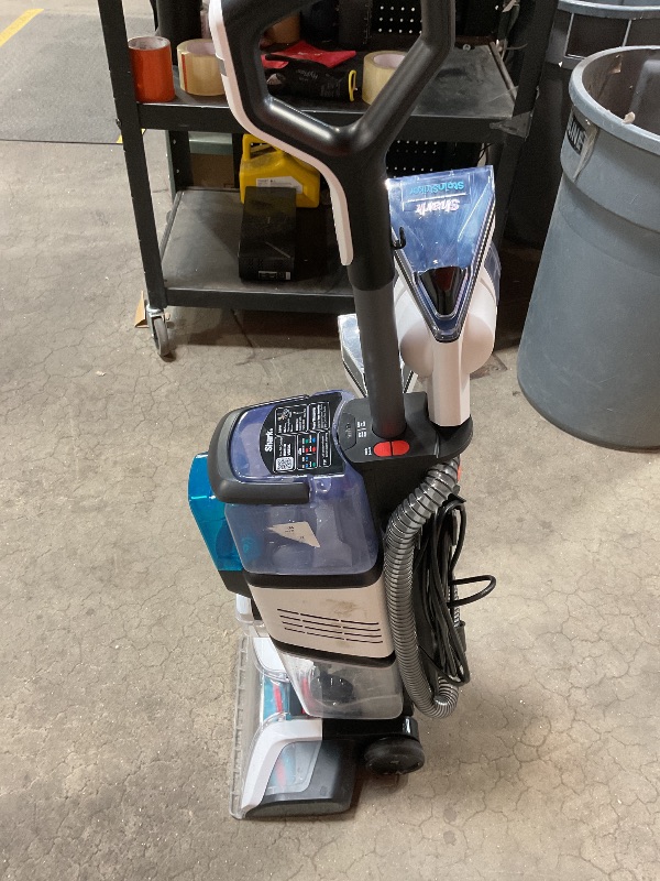 Photo 1 of ***USED, MISSING PARTS, CHEMIVALS, UNTESTED ***Shark CarpetXpert with StainStriker Upright Carpet, Area Rug & Upholstery Cleaner with Pet Mess Extractor Tool, Perfect for Pets, Carpet Shampooer, 3 Cleaning Tools, Cleaning Solutions, White, EX201
