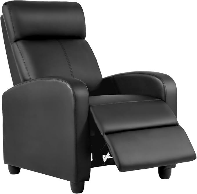 Photo 1 of ***MINOR DAMAGE ***BestMassage | Recliner Chair | No Massage Function | Leather Black | with Lumbar Support, Adjustable Push Back, Wide Armrests, Footrest & Padded Seat | Easy Assembly | for Living Room, Home Theatre