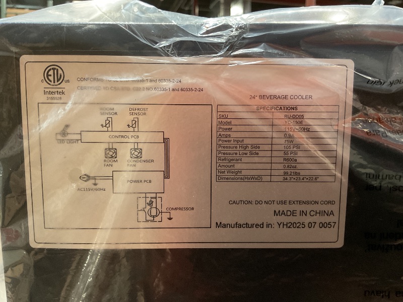 Photo 1 of *** Euhomy ZX-RU-DD05-AZ-HM beverage cooler. ***