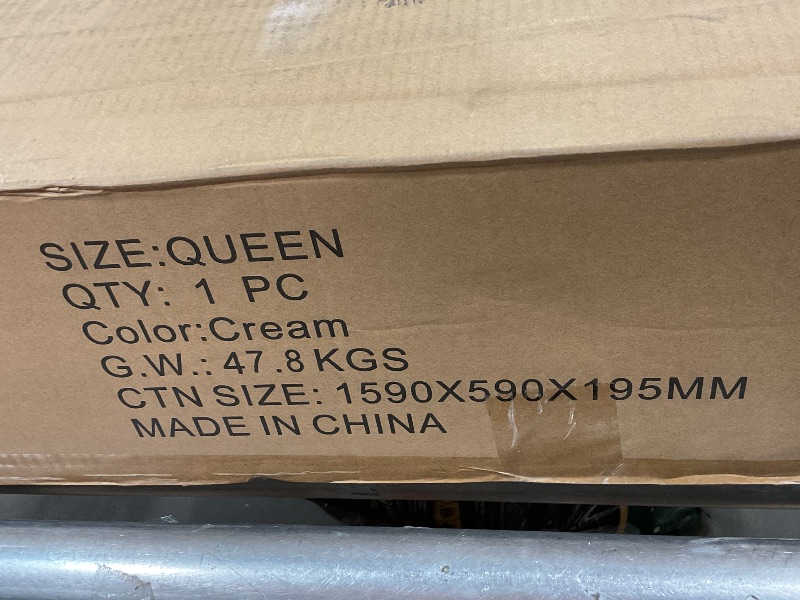 Photo 1 of ***STYLE MAY DIFFER STOCK PHOTO FOR ITEM LIKENESSS*** Ivory Boucle Upholstered Queen Bed Frame with Metal Slats, Patented Storage Drawers, and Luxury Design