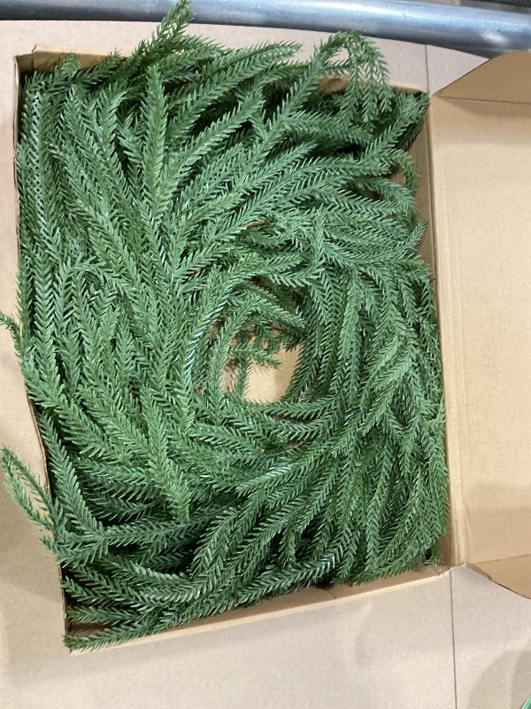 Photo 1 of 2Pcs 6 FT Artificial Christmas Norfolk Pine Garlands, Real Touch Christmas Garland, Greenery Garland for Mantle, Table, Fireplace, Wall, Stairs Winter Holiday Indoor Outdoor Xmas Decor