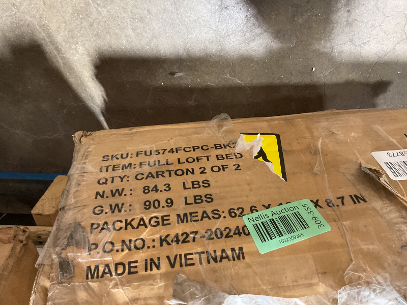 Photo 1 of **SELLING FOR PARTS AS PARTIAL SET. ONE BOX OF TWO. DIRT/SCRAPES**DNYN Full Size Loft Bed with Desk & Shelves & Sockets & USB Ports & Wireless Charging Design,Sturdy Metal Bedframe w/Ladder & Safety Guardrails,Perfect for Dorm,Bedroom,Guest Room, Black