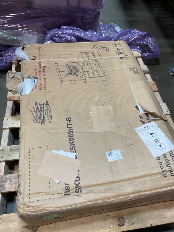 Photo 1 of **SELLING FOR PARTS. ONE OF TWO BOXES. MAJOR DAMAGE TO ONE PIECE**KEIKI L Shaped Home Office Desks with LED Light, Pegboard, Hutch, Drawers, Bookshelf & Storage Shelves, Modern Wooden Gaming Computer Corner Table for Work, Study, Writing