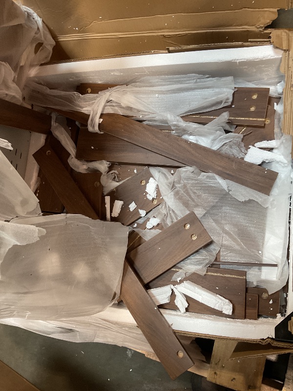 Photo 1 of **SELLING FOR PARTS. ONE OF TWO BOXES. MAJOR DAMAGE TO ONE PIECE**KEIKI L Shaped Home Office Desks with LED Light, Pegboard, Hutch, Drawers, Bookshelf & Storage Shelves, Modern Wooden Gaming Computer Corner Table for Work, Study, Writing