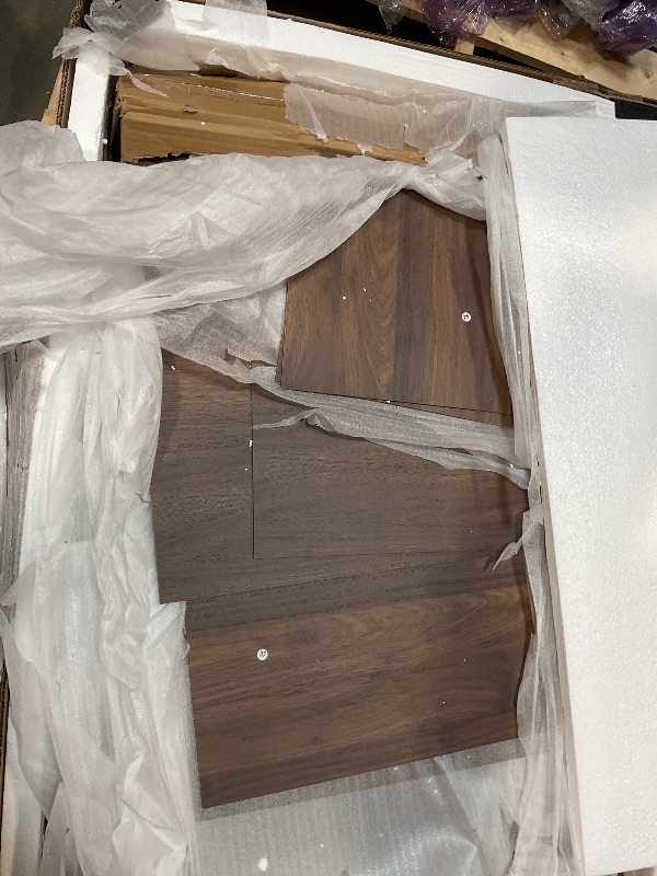 Photo 1 of **SELLING FOR PARTS. ONE OF TWO BOXES. MAJOR DAMAGE TO ONE PIECE**KEIKI L Shaped Home Office Desks with LED Light, Pegboard, Hutch, Drawers, Bookshelf & Storage Shelves, Modern Wooden Gaming Computer Corner Table for Work, Study, Writing