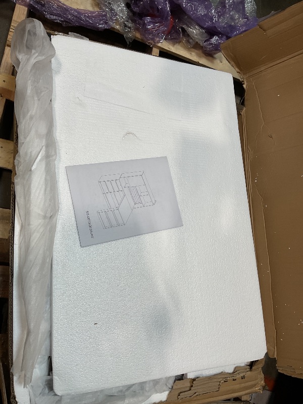 Photo 1 of **SELLING FOR PARTS. ONE OF TWO BOXES. MAJOR DAMAGE TO ONE PIECE**KEIKI L Shaped Home Office Desks with LED Light, Pegboard, Hutch, Drawers, Bookshelf & Storage Shelves, Modern Wooden Gaming Computer Corner Table for Work, Study, Writing