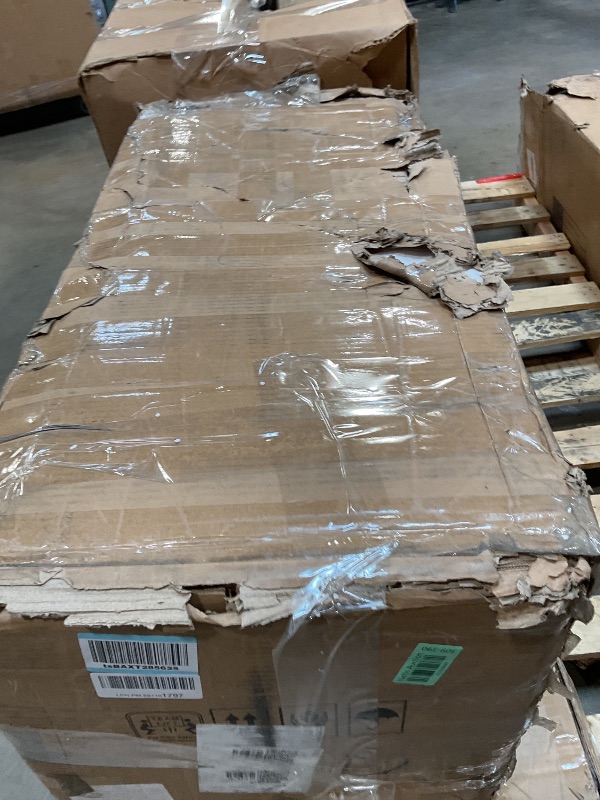 Photo 1 of **SELLING FOR PARTS. DENTS**LITTLE TREE 70.9 Inches Tall Arched Bookcase, 8-Tier Bookshelf with Doors & Adjustable Shelves, Farmhouse Big Bookcase for Living Room, Large Vertical Storage Cabinet for Home Office, Oak Color