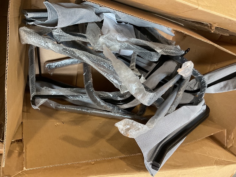 Photo 1 of **DIRT FROM TRANSPORT **4 Piece Patio Stackable Chairs Set, Outdoor Stacking Dining Chairs, Leisure Recliner, Breathable Textile and Metal Frame with armrests, for Pools, Deck, Backyard, Grey