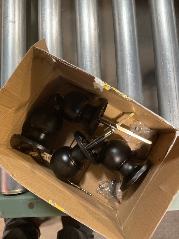 Photo 1 of [2 Pack] BESTTEN Keyed Entry Door Knob, Entrance Door Lock, Keyed Different, Standard Ball, Matte Black