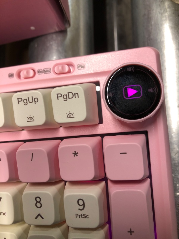 Photo 4 of ***STOCK PHOTO REFERENCE ONLY*** PINK EPOMAKER RT100 97 Keys Gasket BT5.0/2.4G/USB-C Mechanical Keyboard with Customizable Display Screen, Knob, Hot Swappable Socket, 5000mAh Battery for Win/Mac(RT100 Pink, Wisteria Linear Switch)