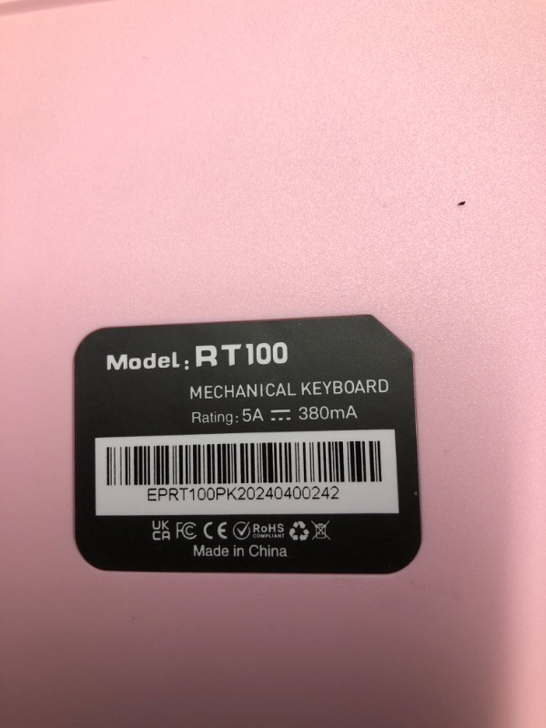 Photo 5 of ***STOCK PHOTO REFERENCE ONLY*** PINK EPOMAKER RT100 97 Keys Gasket BT5.0/2.4G/USB-C Mechanical Keyboard with Customizable Display Screen, Knob, Hot Swappable Socket, 5000mAh Battery for Win/Mac(RT100 Pink, Wisteria Linear Switch)