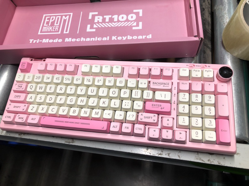 Photo 3 of ***STOCK PHOTO REFERENCE ONLY*** PINK EPOMAKER RT100 97 Keys Gasket BT5.0/2.4G/USB-C Mechanical Keyboard with Customizable Display Screen, Knob, Hot Swappable Socket, 5000mAh Battery for Win/Mac(RT100 Pink, Wisteria Linear Switch)