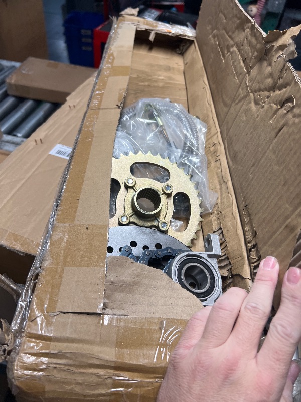 Photo 1 of waltyotur 32 Go Kart ATV Rear Axle Assembly Kit Shaft & Hub & Chain & Brake Master Cylinder Replacement for 32 Inch Go Kart ATV