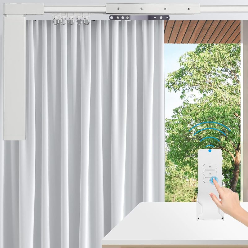 Photo 1 of ***USED - LIKELY MISSING PARTS - UNABLE TO VERIFY FUNCTIONALITY***
Electric Curtain Track 87"-244" Smart Curtains Motorized Opener Curtains Rod Super Silent Motor with Remote Control (79'')
