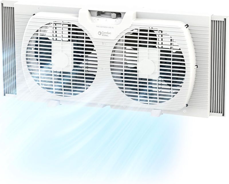 Photo 1 of (POWER TESTED) Hampton Bay 9 in. Twin Window Fan- NEW Open Box