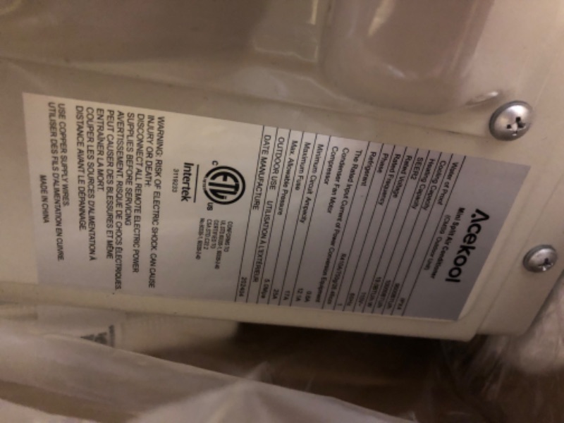 Photo 4 of ***USED - 2 BOX SET - LIKELY MISSING PARTS - UNABLE TO TEST - SEE PICTURES***
Acekool 9000 BTUs Mini Split Air Conditioning & Heating, 19 SEER2 Split Inverter AC, Ductless Inverter Split System AC with Pre-Charged Heat Pump and Installation Kit, Cools up 