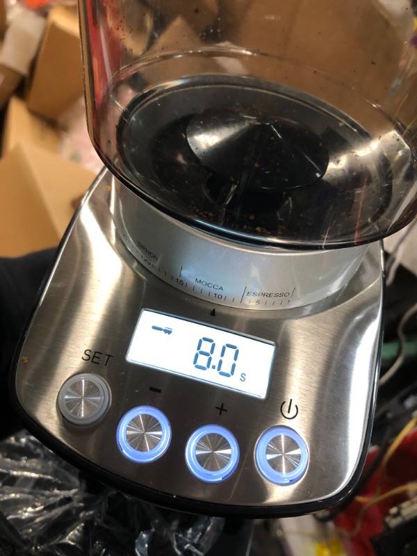 Photo 4 of ***(MISSING PARTS)***
SHARDOR Conical Burr Coffee Grinder Electric, Espresso Coffee Bean Grinder with Precision Electronic Timer, Adjustable Burr Mill with 51 Precise Settings for Home Use, Stainless Steel Container