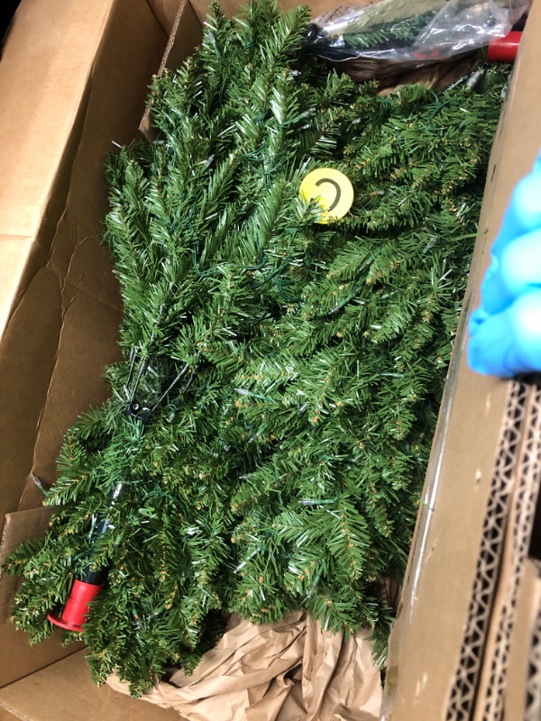 Photo 3 of ***USED - LIKELY MISSING PARTS - UNABLE TO TEST***
7.5FT Pre-lit Pencil Christmas Tree Spruce with Remote Control, 350 Warm White Multi-Color Lights, Artificial Hinged/Slim/Skinny/Feel Real/Realistic for Home, Holiday Decoration Dual Color LED