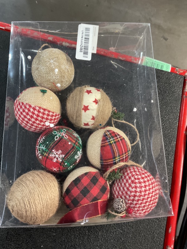 Photo 2 of **9 TOTAL ONLY**
12 Piece Rustic Christmas Tree Ornaments, Farmhouse Christma Decoration, Natural Jute Burlap Christmas Ball