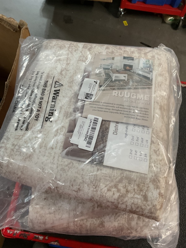 Photo 1 of Soalmost 5x7 Area Rug Beige Rug Low Pile Indoor Washable Rugs for Bedroom Living Room Area Rugs 5x7 for Dining Room Foldable Non-Slip Thin Rugs