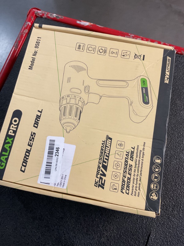 Photo 2 of **NON FUNCTIONAL PARTS ONLY**
GALAX PRO 12V Light Weight Cordless Drill Driver with Work Light, Max Torque 18N.m, 3/8 Inch Keyless Chuck, 17+1 Position, Single Speed 0-800RPM, Streamlined Design