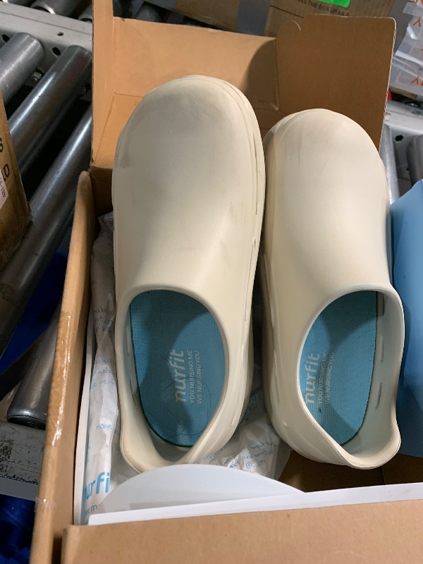 Photo 1 of ***(HEAVILY USED)***
nurfit NURSTEP Lightweight Slip On Comfortable Slip Resistant Medical Nursing Clog Scrub Shoes with Arch Support Insoles for Healthcare Hospital Work Operating Room - Beige Sz. 6 WOMEN'S/MEN'S 5