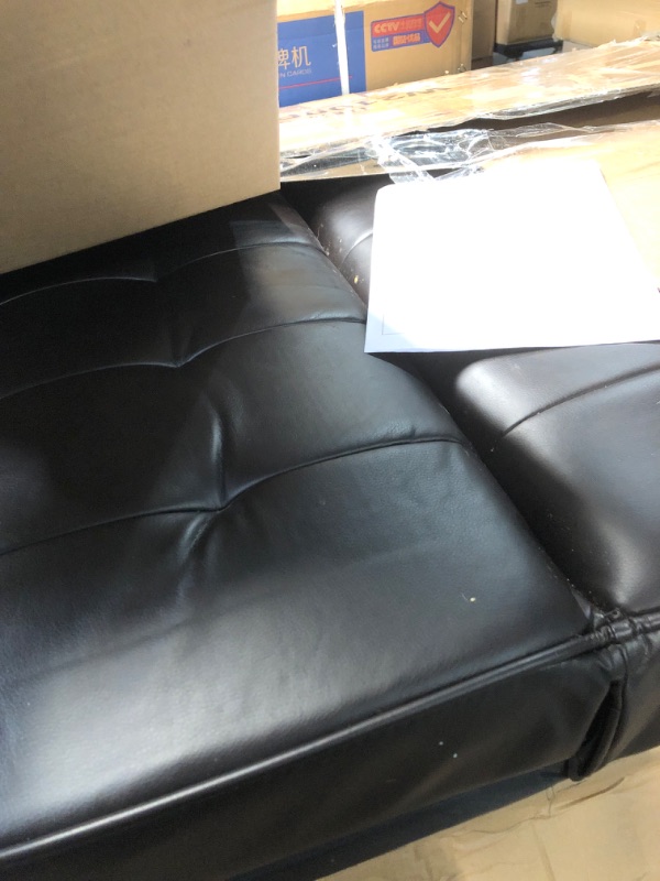 Photo 4 of ***HEAVILY USED - SEE PICTURES***
Folding Chair Futon, Black Faux Leather, No Legs, Missing Hardware