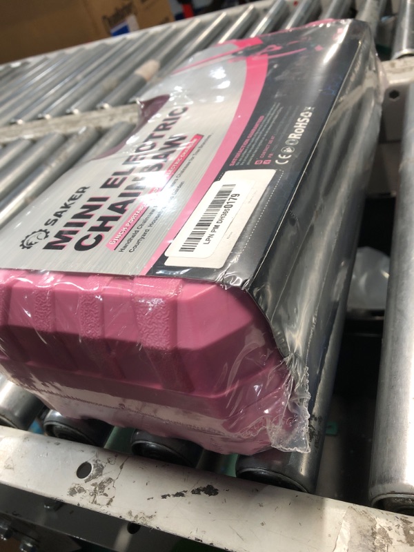 Photo 1 of Saker Mini Electric Chainsaw,6 Inch, Handheld Portable Chain Saw Pruning Shears Chainsaw Cordless for Tree Branches,Household and Garden(SAKER MINI CHAINSAW PINK + 2 BATTERIES + 3 CHAINS)