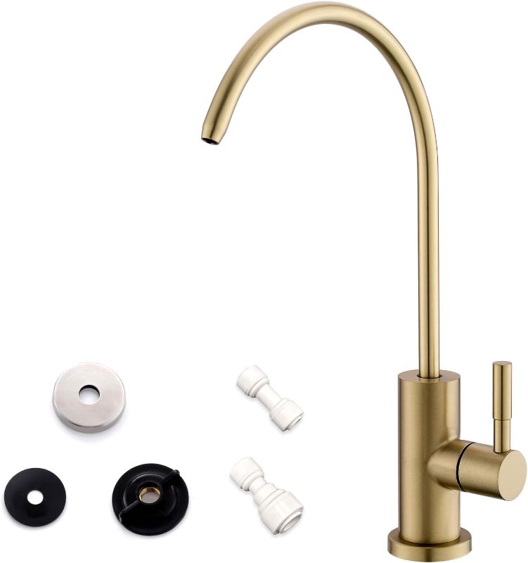 Photo 1 of (FAIR) WEWE Drinking Water Faucet for Kitchen Sink, Gold Kitchen Water Filter Faucet Stainless Steel for Reverse Osmosis or Water Filtration System Beverage Non-Air Gap RO Faucet Brushed Nickel Finish
