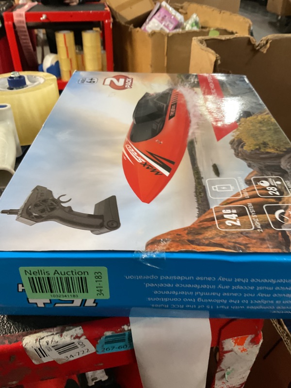 Photo 2 of ***MAJOR DAMAGE/ SEE NOTES)***
TOLLCY RC Boats for Kids 2Pack, Fast Remote Control Boat for Pools Lakes River, 2.4 GHz Racing Boat Toys for Boys 8-12, 15KMH Fast with Rechargeable Batteries 56 Mins Long Play Time