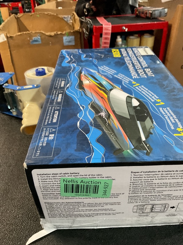 Photo 2 of ***(MAJOR DAMAGE/ SEE NOTES)***
ALPHAREV RC Boat - R308 32+ KPH Fast Remote Control Boat for Pool & Lake with Portable Suitcase, 2.4GHz Racing RC Boats for Adults & Kids, Summer Water Toy Gifts for Boys & Girls