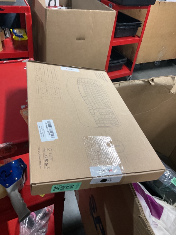 Photo 1 of MEETION New Ergonomic Keyboard and Mouse Wireless Combo, Wave Keys Natural Typing, 2.4G Wireless Keyboard Full Size with Wrist Rest, 4 Adjustable DPI Wireless Mouse, Computer/Laptop/Windows/Mac, Black