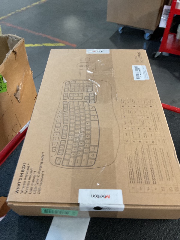 Photo 1 of MEETION Wave Ergonomic Keyboard and Mouse Wireless, USB/Bluetooth Wave Ergo Keyboard with Wrist Rest, 4 DPI Adjustable Swing Wheel Silent Wireless Mouse Rechargeable for Windows/Mac/Android Director-D