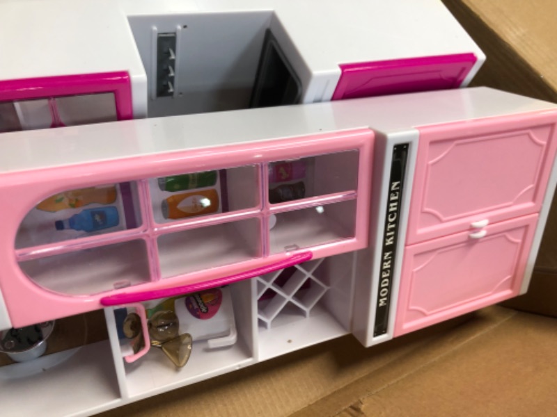 Photo 1 of **MINOR DAMAGE FROM USAGE STILL SEEMS FUNCTIONAL**
SOCBTNSO 64 PCS Pink Kitchen Toys with Lights Sounds|Kids Play Mini Furniture Sets for Kids Ages 4-8|Doll Playset Toys for Toddlers 3-5|Birthday Gifts for 3 4 5 6 7 8 Old Girls