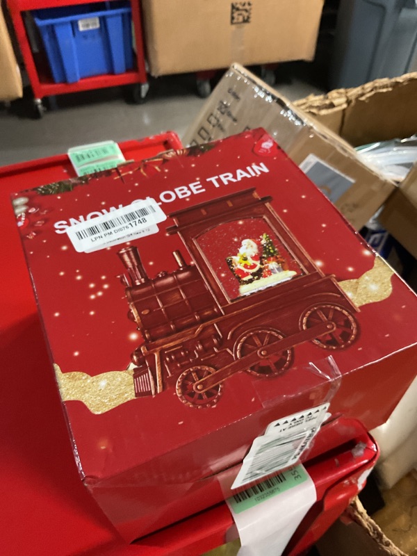 Photo 1 of IPOW Christmas Santa Globe Lantern Train with Water Swirling Glitter, Musical and Lighted 6 Hours Timer USB Powered & Battery Operated Music Box for Christmas Home Decoration Gift