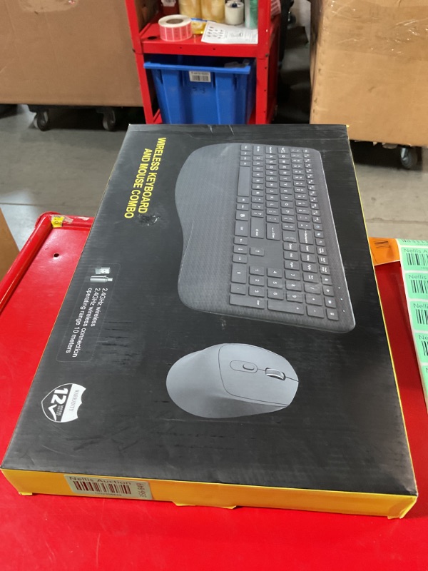 Photo 1 of Wireless Keyboard and Mouse, Wrist Rest, Sleep Mode, Long Battery Life, 2.4G Lag-Free Ergonomic Keyboards Mouse Combo, Silent Keyboard Cordless Set for Computer, Laptop, PC, Mac, Windows