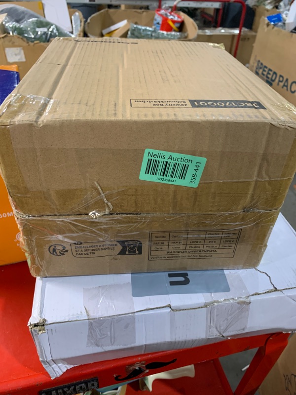 Photo 1 of SONGMICS Jewelry Box 360° Rotating, Jewelry Storage Case with 5 Drawers, Jewelry Organizer, Glass Window, Spacious, Vertical Jewelry Storage, Open Design, Great Gift, Slate Gray UJBC170G01