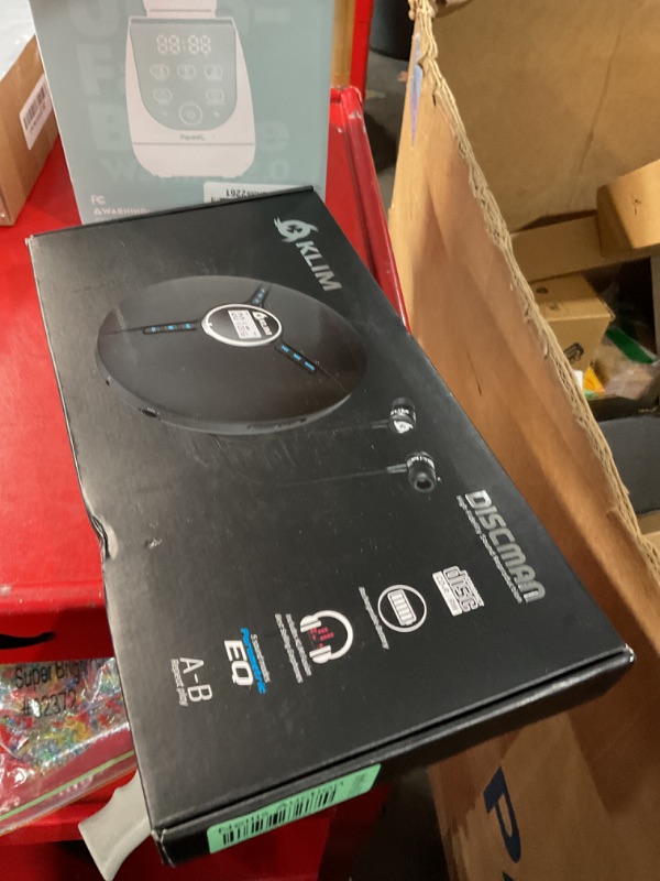 Photo 1 of KLIM Discman Portable CD Player with Headphones, Built-in Battery - Version 2024 - CD Players for Home, Car - Compatible w/SD Card, CD, CD-R, CD-RW, MP3, WMA - 5 EQ Effects - Walkman CD Player - Black