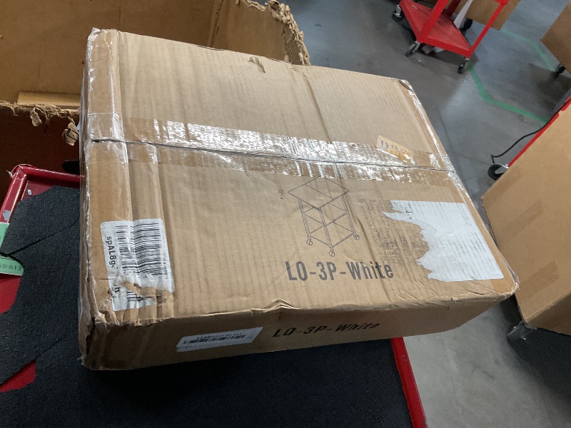 Photo 1 of Lerliuo 3-Tier Printer Stand, Industrial Mobile Printer Table with Storage Shelf and Steel Frame, Rolling Printer Cart Holder with Lockable Wheels for Home, Office (White)