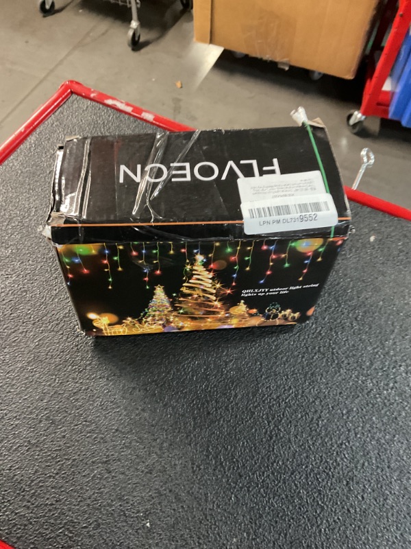 Photo 1 of 480 LED 49FT Christmas Lights Plug in 8 Modes with Timer Dimmable Christmas Decorations Outdoor Waterproof Indoor Curtain String Lights for Roof Porch Garden Holiday Wedding Party Decor Cool White